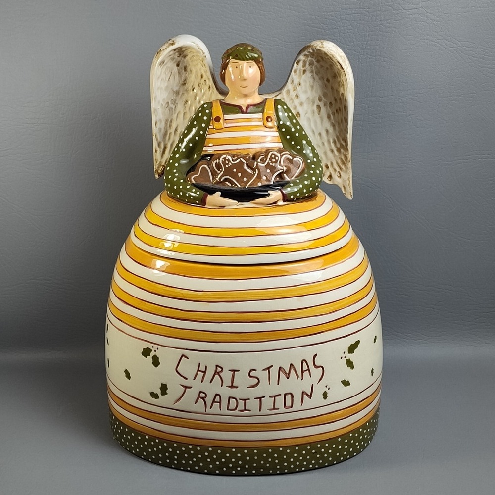 Vintage RARE Department 56 Christmas Angel Cookie Jar Christmas Tradition 13"